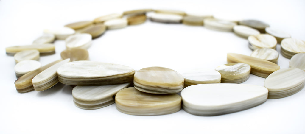 Beige Horn Necklace with Oval and Horizontal Beads