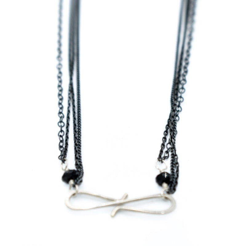 Jenny Sheriff Oxidized Silver Multi Chain Necklace