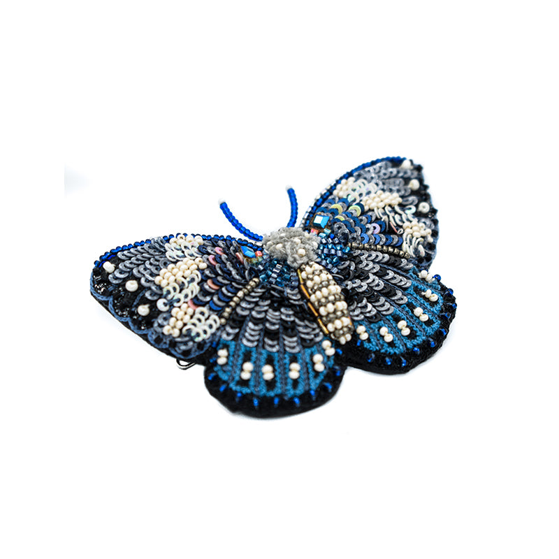 Large Hand Beaded Butterfly Hair Barrette