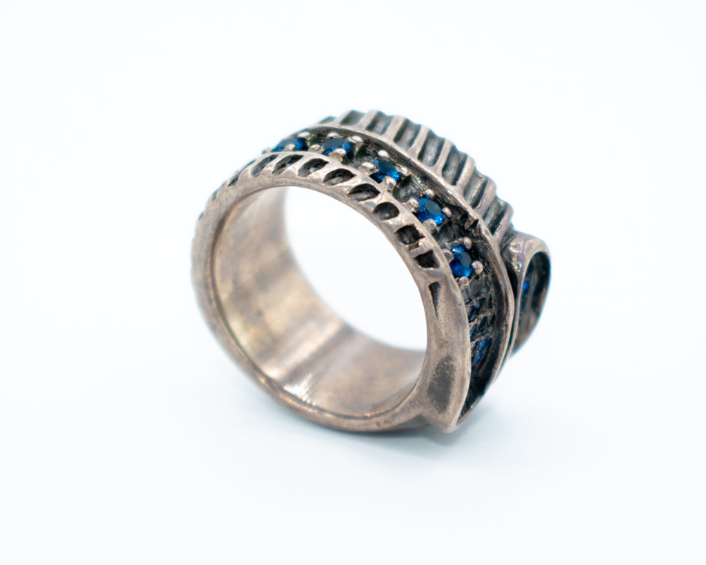 Burkindy Silver Blue Topaz Ring