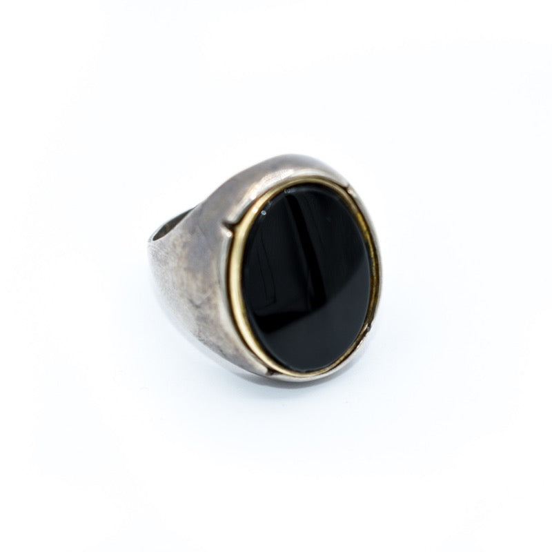 Burkindy Onyx and Silver Reversible Ring